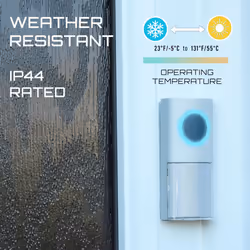 Wireless Bell Push, Additional/Replacement Doorbell, 150m Operating Range, Water Resistant, LED Indicator, Battery Included, Compatible with Uni-Com