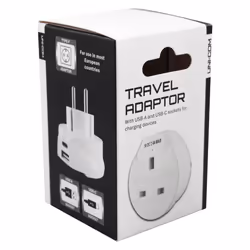 UK to European Travel Adaptor Plug with USB-A & USB-C Charger, UK 3 Pin Power Plug to EU 2 pin socket, Germany, Spain, France, Austria, Portugal,