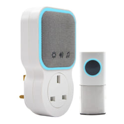 Wireless Plug-Through Door Chime, 150m Operating Range, 30 Different Chimes, LED Chime Alert, 3 Operating Modes, Easy Install