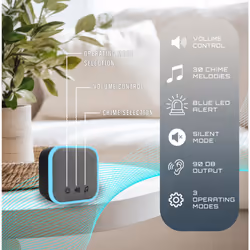 Wireless Portable & Plug-in Door Chime Set, 150m Operating Range, 30 Different Chimes, LED Chime Alert, Easy Install, Black