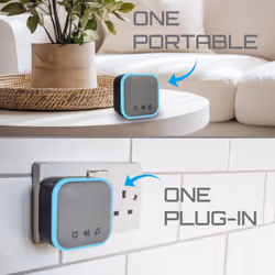 Wireless Portable & Plug-in Door Chime Set, 150m Operating Range, 30 Different Chimes, LED Chime Alert, Easy Install, Black