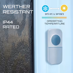 Wireless Battery Free Plug-in Door Chime with Built-in Night Light, Low Power Consumption, Self-Powered Kinetic Bell Push, 200m Operating Range, 30