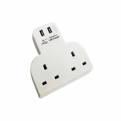 Kingavon Mains Double Socket Adaptor with 2 USB Outputs