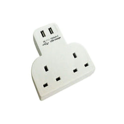 Kingavon Mains Double Socket Adaptor with 2 USB Outputs