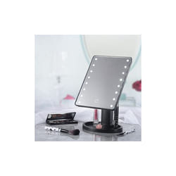16 LED Touch Vanity Makeup Mirror Tabletop Cosmetic light 180 Rotation Tray UK - BLACK
