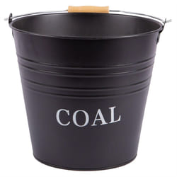 1x Black 12L Cast Iron Coal Bucket - Metal Fireside Fireplace Log Fire Wood Burner Ash Scuttle Storage Companion - by Blackspur