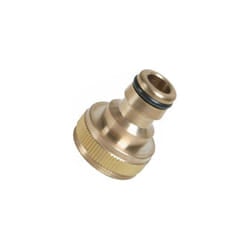 3/4in Threaded Brass Tap Adaptor -  tap brass 34 hose fit threaded connector push garden inch bsp adapter ga126 pipe adaptor snap fitting