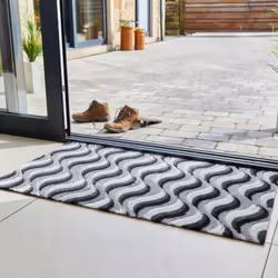 JVL SOLEMATE Hand Carved Wave Door Mat, 57 x 100 cm
