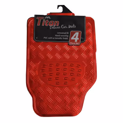 JVL 01-692 Titan Metallic Universal Rubber Backed Car Mat Set, 4 Pieces, Red