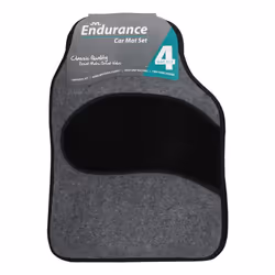 JVL 01-928GY Universal PVC Backed Carpet Car Mat Endurance Set, Grey/Black, 4 Pieces