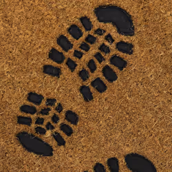 JVL Rubber Embossed PVC Backed Coir Doormat, 40x60cm, Foot Prints