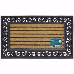 JVL Karina Heavy Duty Rubber Coir Door Mat, Fabric, Brown, 45 x 75 cm