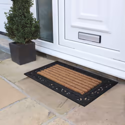 JVL Karina Heavy Duty Rubber Coir Door Mat, Fabric, Brown, 45 x 75 cm