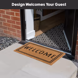 JVL Eco-Friendly Latex Backed Coir Entrance Doormat, 40x60cm - Welcome Border