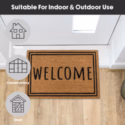 JVL Eco-Friendly Latex Backed Coir Entrance Doormat, 40x60cm - Welcome Border - Additional view 6