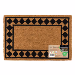 JVL Eco-Friendly Latex Backed Coir Entrance Doormat, 40x60cm - Diamond Border