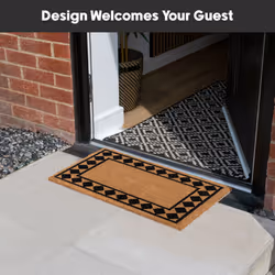 JVL Eco-Friendly Latex Backed Coir Entrance Doormat, 40x60cm - Diamond Border