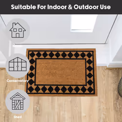 JVL Eco-Friendly Latex Backed Coir Entrance Doormat, 40x60cm - Diamond Border - Additional view 6