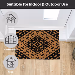 JVL Eco-Friendly Latex Backed Coir Entrance Doormat, 40x60cm - Aztec - Additional view 6