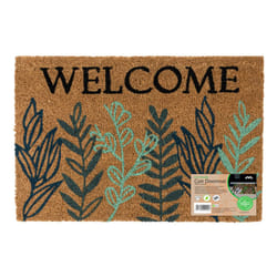 JVL Eco-Friendly Latex Backed Coir Entrance Doormat, 40x60cm - Welcome Leaves