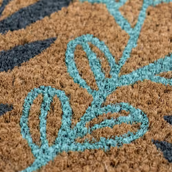 JVL Eco-Friendly Latex Backed Coir Entrance Doormat, 40x60cm - Welcome Leaves