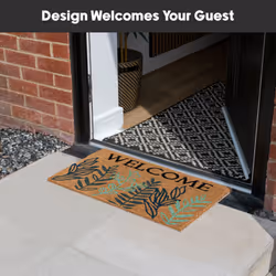 JVL Eco-Friendly Latex Backed Coir Entrance Doormat, 40x60cm - Welcome Leaves - Additional view 4