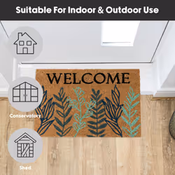JVL Eco-Friendly Latex Backed Coir Entrance Doormat, 40x60cm - Welcome Leaves - Additional view 7