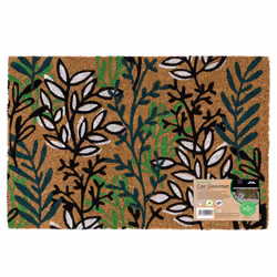 JVL Eco-Friendly Latex Backed Coir Entrance Doormat, 40x60cm - Leaves