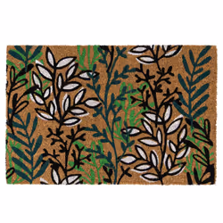 JVL Eco-Friendly Latex Backed Coir Entrance Doormat, 40x60cm - Leaves