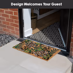 JVL Eco-Friendly Latex Backed Coir Entrance Doormat, 40x60cm - Leaves - Additional view 4