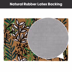 JVL Eco-Friendly Latex Backed Coir Entrance Doormat, 40x60cm - Leaves - Additional view 6