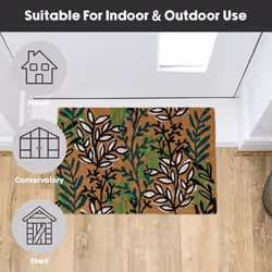 JVL Eco-Friendly Latex Backed Coir Entrance Doormat, 40x60cm - Leaves - Additional view 7