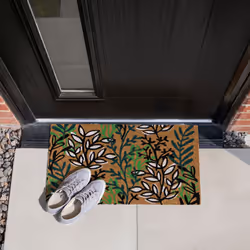 JVL Eco-Friendly Latex Backed Coir Entrance Doormat, 40x60cm - Leaves - Additional view 9