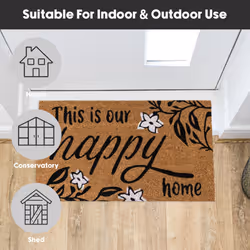 JVL Eco-Friendly Latex Backed Coir Entrance Doormat, 40x70cm - Our Happy Home - Additional view 7