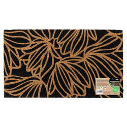 JVL Eco-Friendly Latex Backed Coir Entrance Doormat, 40x70cm - Black Floral