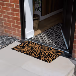 JVL Eco-Friendly Latex Backed Coir Entrance Doormat, 40x70cm - Black Floral - Additional view 10