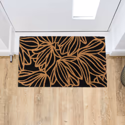 JVL Eco-Friendly Latex Backed Coir Entrance Doormat, 40x70cm - Black Floral - Additional view 11