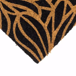 JVL Eco-Friendly Latex Backed Coir Entrance Doormat, 40x70cm - Black Floral