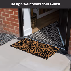 JVL Eco-Friendly Latex Backed Coir Entrance Doormat, 40x70cm - Black Floral - Additional view 4