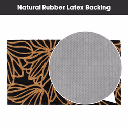 JVL Eco-Friendly Latex Backed Coir Entrance Doormat, 40x70cm - Black Floral - Additional view 6