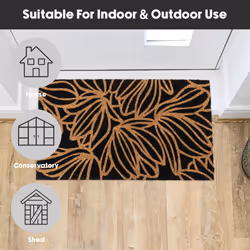 JVL Eco-Friendly Latex Backed Coir Entrance Doormat, 40x70cm - Black Floral - Additional view 7