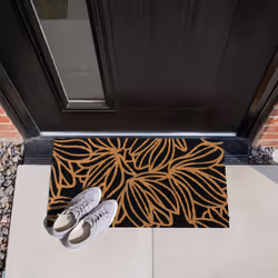JVL Eco-Friendly Latex Backed Coir Entrance Doormat, 40x70cm - Black Floral - Additional view 8