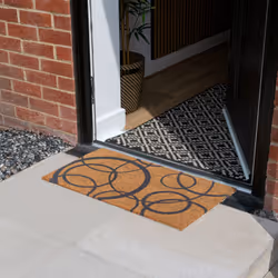 JVL Eco-Friendly Latex Backed Coir Entrance Doormat, 40x70cm - Grey Circles - Additional view 10