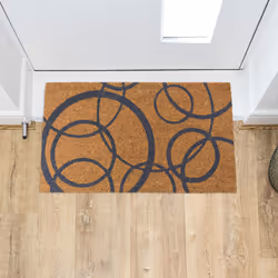 JVL Eco-Friendly Latex Backed Coir Entrance Doormat, 40x70cm - Grey Circles - Additional view 11