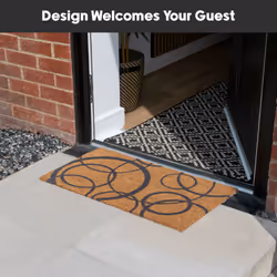 JVL Eco-Friendly Latex Backed Coir Entrance Doormat, 40x70cm - Grey Circles - Additional view 4