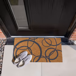 JVL Eco-Friendly Latex Backed Coir Entrance Doormat, 40x70cm - Grey Circles - Additional view 9