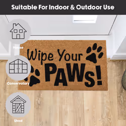 JVL Eco-Friendly Latex Backed Coir Entrance Doormat, 40x70cm - Wipe Your Paws - Additional view 8