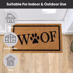 JVL Eco-Friendly Latex Backed Coir Entrance Doormat, 40x70cm - Woof - Additional view 7