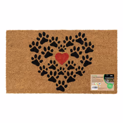 JVL Eco-Friendly Latex Backed Coir Entrance Doormat, 40x70cm - Heart Paws
