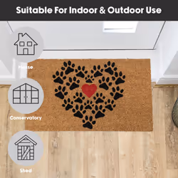 JVL Eco-Friendly Latex Backed Coir Entrance Doormat, 40x70cm - Heart Paws - Additional view 7